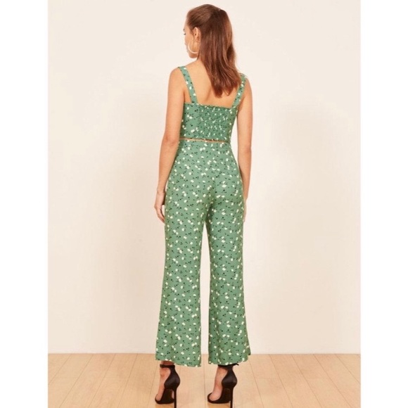 Reformation Green Floral Print Wide Leg Pants - Picture 2 of 6